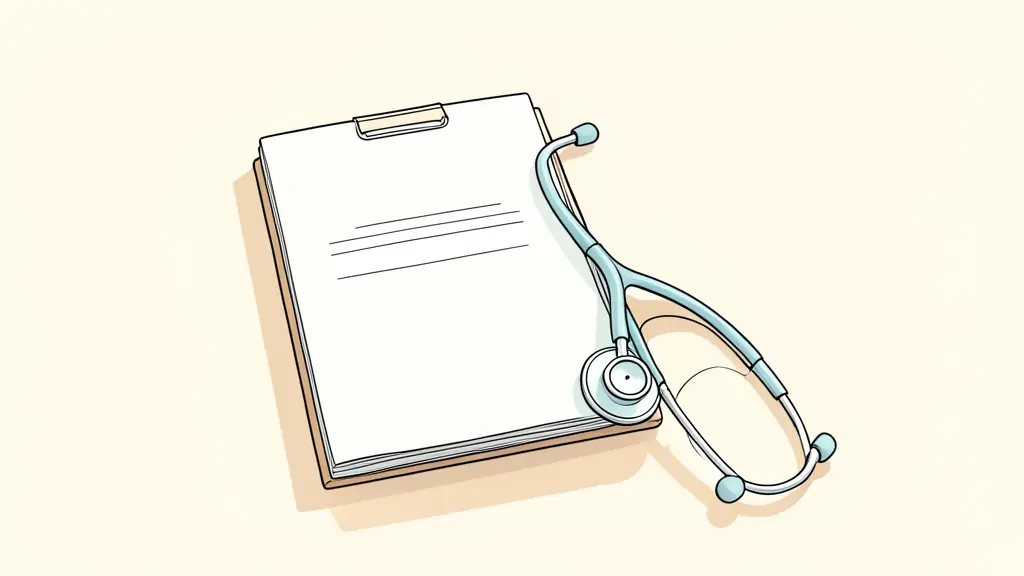 Editorial photo of a medical folder and a stethoscope on a wooden desk, symbolizing healthcare organization and coordination
