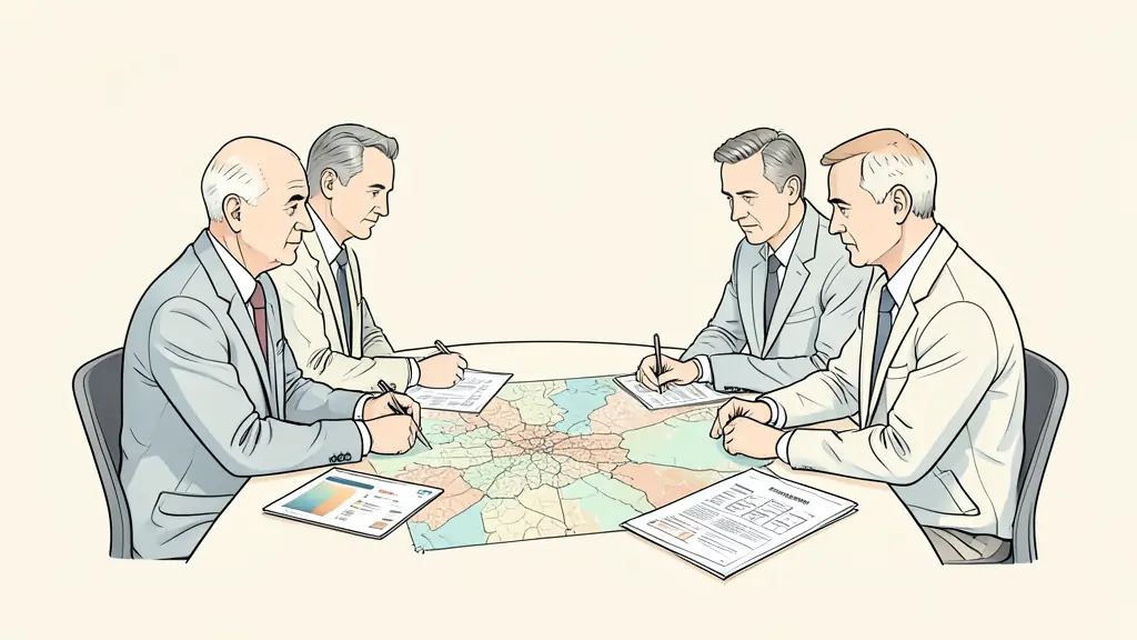French public health officials reviewing regional healthcare maps and epidemiological dashboards around a meeting table, hospital planning documents visible, no text or logo